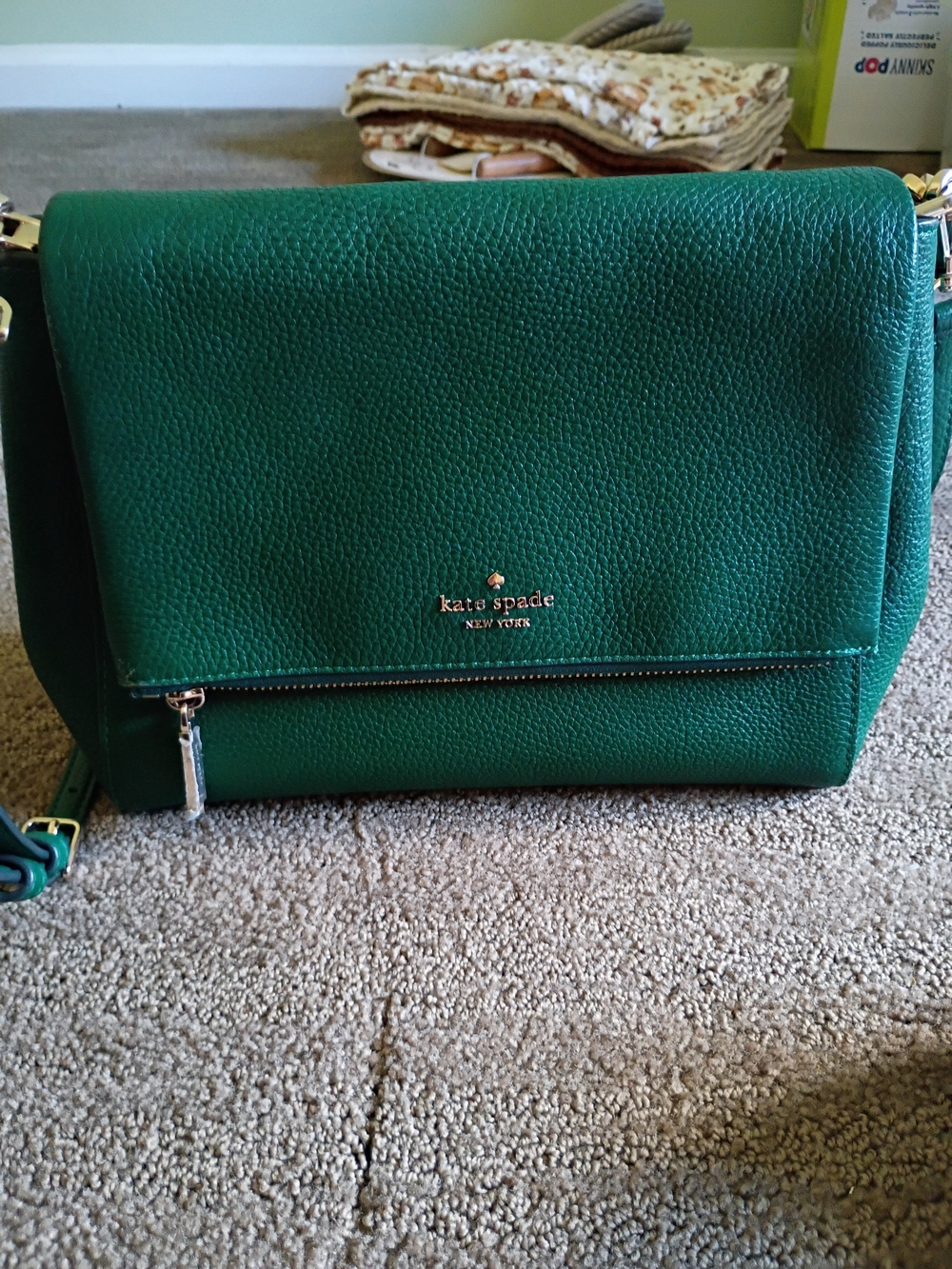 kate spade Emerald Green Pebbled Leather Crossbody